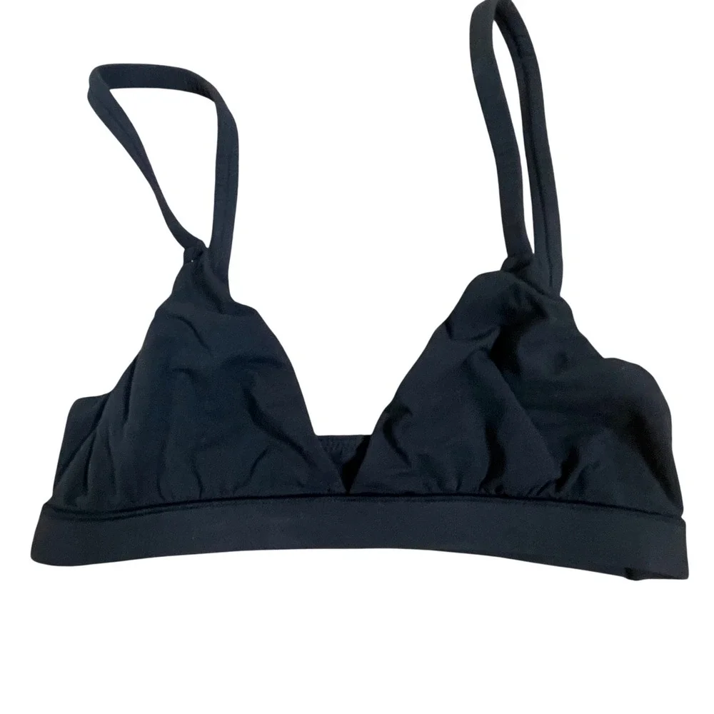 SKIMS Black Triangle Bralette Bikini‎ Swim Top Size XS Adjustable Straps